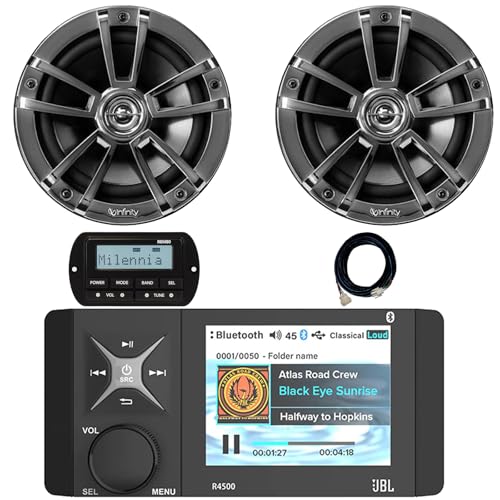 Enrock Marine 4" Color LCD Bluetooth AM/FM/WB Stereo Receiver with 2x 6.5" Chrome Speakers