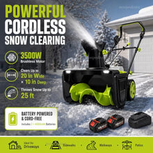 Battery Powered Snow Shovel, 20-in Cordless Snow Blower for Driveways