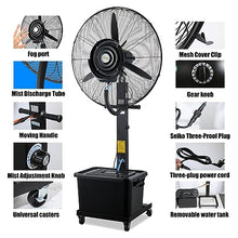 GFJYKDL 30in Patio Misting Fan, High-Power Industrial Spray Fan with 11 Gal Tank, Commercial Pedestal Fan for Outdoor Use, Ideal for Restaurants & Warehouses,One Color-550mm/22in
