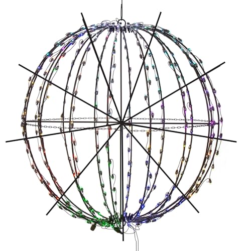 Vickerman 304Lt x 36" Folding Brown Metal Sphere with 304 RGB-Warm White Remote Controlled Sealed 5mm Wide Angle LED Lights