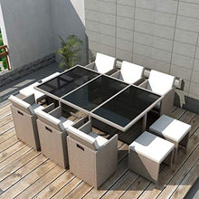 QINXIXINAIXI Garden Sofa Black Steel Frame Pe Rattan Tempered Glass Medium Chic Outdoor Furnishings Patio Furniture Set Poolside