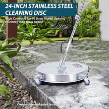 Towallmark 24" Pressure Washer Surface Cleaner with Dual Handle, 4 Wheels, 3/8" Quick Connect, 2 Replacement Nozzles, Stainless Steel Power Washer Surface Cleaner for Driveway Sidewalk Patio 4000 PSI