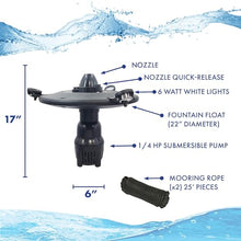 Half Off Ponds 1/4 HP 2500 GPH Floating Aerating Fountain LED 100 Ft Cord
