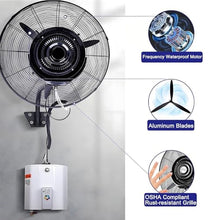 JKSVTF Wall Mount Oscillating Misting Fan with Remote, 3 Wind Modes & 15L Water Tank, Ideal for Cooling Industrial Spaces Like Shops and Garages (71cm/28in)