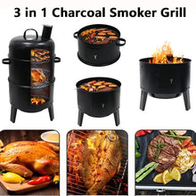 Charcoal BBQ Smoker, Outdoor Grill Cooker with Built-in Thermometer and Chimney, Vertical Smoker, Charcoal Grill, 2 Access Doors Smoker Grill For Outdoor Backyard Cooking Grilling Picnics