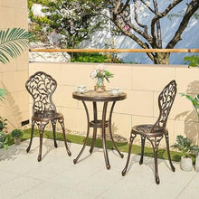 XAWSOP Garden Bench 3 Piece Garden Patio Bistro Table and Chairs, Cast Aluminum Garden Dining Set for Outdoor Patio Yard Porch Balcony,
