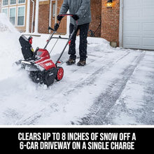 SKIL PWR CORE 40 Brushless 40V 20 in. Single Stage Snow Blower Kit, 30'ft Throwing Distance, Includes 6.0Ah Battery and Charger- SB2001C-10 red