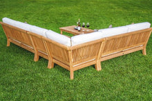 TeakStation Giva Grade-A Teak Wood 5pc Sectional Sofa Set :2 Sofas (Left & Right), 1 Lounge Armless Chair, 1 Corner Piece & Coffee Table:Furniture Only #TSSSSGV