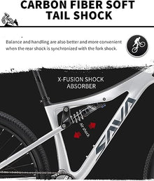 SAVADECK Carbon Fiber Mountain Bike Dual Suspension Bicycle White
