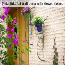 SPXTOM Hanging Bicycle Planter, Vintage Art Deco Wall Ornament, Flower Display Stand Cart, for Home Decor Patio Garden Flower Shop Indoor Outdoor(Green)