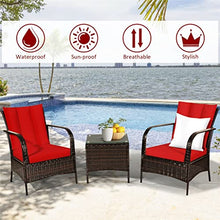 3 PCS Patio Rattan Furniture Set Coffee Table & 2 Rattan Chair with Cushions Comfortable and Breathable (Color : Black) (E)