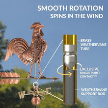 Large Rooster Weathervane - Pure Copper by Good Directions