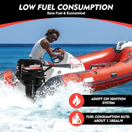 TBVECHI 2 Stroke 12 hp Outboard Motor Heavy Duty Boat Engine Black
