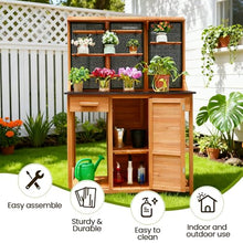 Agitree Outdoor Garden Potting Bench, Horticultural Wooden Workstation Table with Storage Drawer, Cabinet, Metal Pegboard, Adjustable Hooks and Shelves for Backyard, Patio, Greenhouse