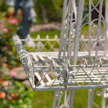 Zaer Ltd. Fancy Eiffel Tower-Inspired Two-Tiered Metal Plant Stand (Antique White, 9 Feet Tall)