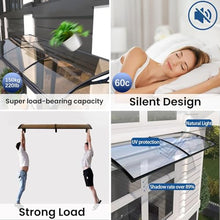 Awning for Door Entrance, Outdoor awnings with Aluminum Bracket, Polycarbonate Outdoor Door Patio Door Awnings Exterior for Porch/Patio/Window, UV/Rain/Snow Protection-Smoke Gray-80x440cm/31 x173