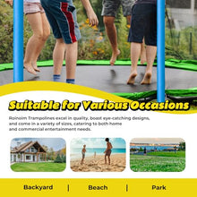 Roinoim 14FT Outdoor Trampoline with Swing, Slide, Basketball Hoop, Safety Enclosure, Ladder Green