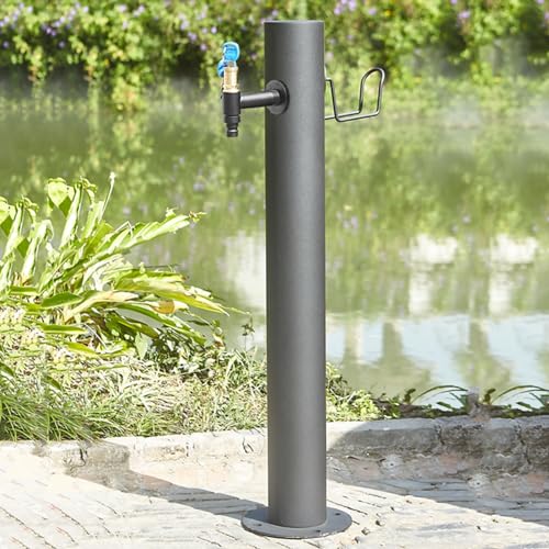 Freestanding Garden Water Column Outdoor Water Column,304 Stainless Steel Vertical Garden Water Column with Floor Mount Tap Frost Proof Hydrant Fountain for Outdoor Yard, D-Height 86cm*Diameter 5cm