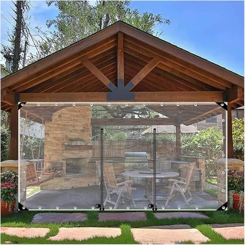 Zanotva Waterproof Side Panels Clear Tarp Panel with Zipper Door,Outdoor Vinyl 14 Mil Curtains Tarp, Weather Resistant Pergola Side Curtains for Gazebo,Porch(20x13ft(6x4m))