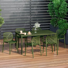 Costaelm Kitchen & Dining Room Sets, 7 piece Dining Table Set, Breakfast Coffee Bar Table and Chairs of 6, Stackable Dining Side Chair, Patio Bistro Deck Furniture, Olive Green
