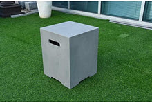 AMS Fireplace | Elementi Square-2 Smooth Light Gray 20 lbs Propane Tank Cover | Concrete GFRC Base | Dimensions: 15.7 x 15.7 x 20 inches | Perfectly Matches with Westport Fire Pit Table.