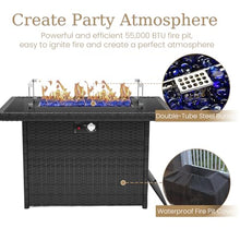 Aeeiua 10 Piece Patio Furniture Set with Fire Pit Table