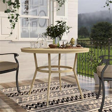 Furniture of America Devey 40" W Aluminum Round Patio Bistro Table Natural Tone