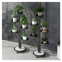 ZOCWJK Plant standFlower Stand Cart with 5 Trays Plant Stand with Wheels Metal Flower Pot Holder for Outdoor Patio Porch 52" Tall Flower Shelf,Schwarz
