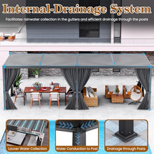 LEVELEVE 10' x 20' Louvered Pergola with Adjustable Roof, Outdoor Metal Patio Gazebo with Curtains & Netting, Gutter System, Large Hardtop Canopy for Garden, Deck, Backyard