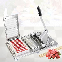 BBQ Skewer Meat Maker, Meat Skewer Machine with Anti-slip Handle, Using The Lever Principle Designed, Thread 10 Skewers At a Time and Fast Penetration, for Thread Beef, Mutton and Chicken
