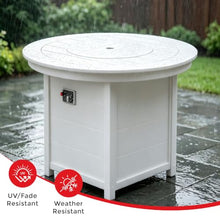 Costaelm 47" Modern Outdoor Patio Backyard Round Propane Counter Height Fire Pit Table (Rocks Not Included), White