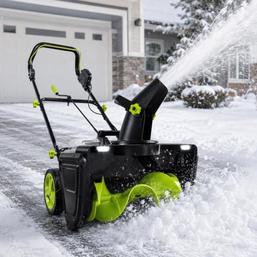 Electric Snow Shovel, Cordless Snow Blower with LED and 2 Battery