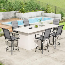 Soohow Swivel Patio Bar Stools Set of 6, Outdoor Barstools with Paded Textilene Fabric, All Weather Bar Height Outdoor Chairs, Tall Swivel Patio Chair for Balcony, Poolside, Yard