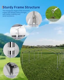 20x33 ft Heavy Duty Party Tent, Upg20x33 ft Heraded Galvanized Steel Frame Outdoor Canopy, with Mesh Screen & PE Roll-Up Double Doors, Removable Sidewalls and Windows, Wedding Event Commercial Carport