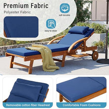 Merax Patio Chaise Lounge Chair with Cushion Set of 4, 78'' Adjustable Reclining Chaise with 4-Positions Backrest, Outdoor Lounge Chair with Rolling Wheels & Cup Holder for Poolside, Deck, Navy Blue