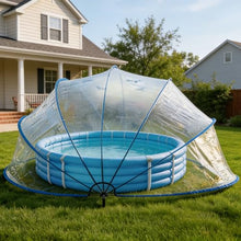 NoeBanJe 18FT Round Pool Dome Cover, Transparent PVC Above Ground Pool Canopy, Weatherproof Enclosure for Round Above Ground Swimming Pools, Heat Retention & Outdoor Pool Protection (Black- 18FT)