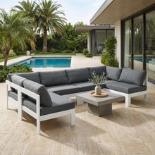Outdoor Escape Gray Fabric Outdoor Patio Modular Sectional, Weather-Resistant Upholstery, Cushioned Seating, Comfortable Backrest