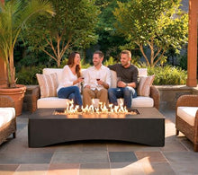 KEIKI 56" Rectangular Propane Gas Fire Pit Table, 50,000 BTU Modern Outdoor Concrete Fire Table with Lava Rocks, Waterproof Cover, Tank Seat, No Assembly for Patio Backyard Deck, Dark Grey