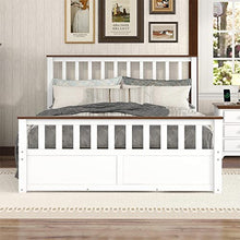 FAVSH Queen Size Wood Platform Bed with Drawers White/Walnut