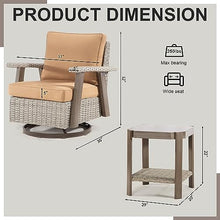 MeetLeisure Outdoor Swivel Rocker Patio Chairs Set of 2 with Matching Side Table - Wicker Patio Swivel Rocker Chairs Set of 2 with 360 Degree Swivel Base & Premium Camel Olefin Cushions