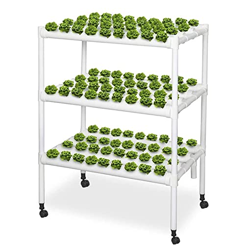 DXDRT Hydroponics Growing System Indoor Garden 108 Sites 12 PVC Pipes 3 Layer Hydroponic Gardening System Kit with Water Pump, Timer, Nest Basket and Sponge for Vegetables, Fruits, Herb, Flowers,EUR