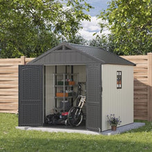 Patiowell 8x8 FT Resin Outdoor Storage Shed with Floor, Beige