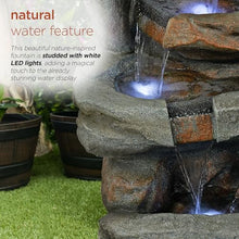 Alpine Corporation WIN1484S Cascading Natural Stone Fountain with LED Lights, Waterfall for Garden, Patio, & Lawn, 41" H