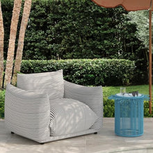 TOV Furniture Saint Tropez Pearl and Black Striped Stuffed Outdoor Armchair