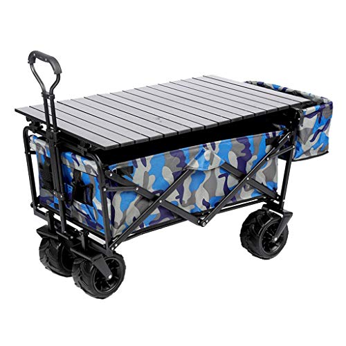 Outdoor Folding Wagon Outdoor Garden Utility Trolley Heavy Duty Folding Wagon Cart with Storage Basket Load-Bearing 80kg 176lbs(Style 2)