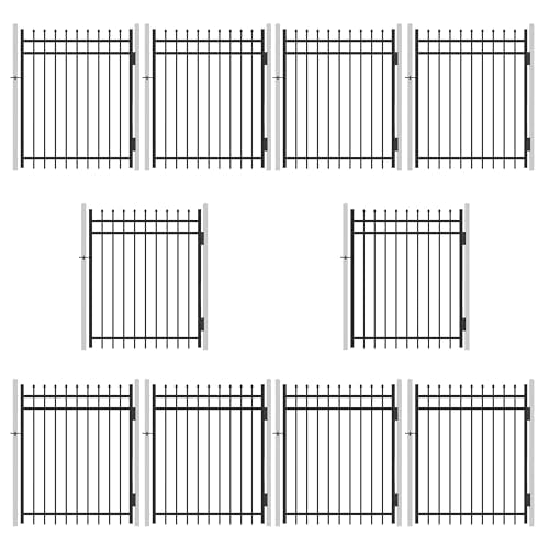 Fencer Wire Pack of 10 Heavy Duty Pinnacle Fence Gate, 5FT Height x 4FT Width Outdoor Fence Gate, Anti-Rust Steel Gate for Fencing Barrier, Decorative Garden Gate for Residential
