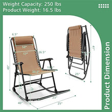 NRFJFOP Patio Camping Rocking Chair Folding Footrest Outdoor Beige