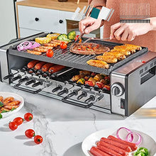 Electric Teppanyaki Table Barbecue Grill, Large Smokeless Grill Non-Stick Hot Plate Table Top Griddle Double Layer with Adjustable Temperature, Drip Tray,Easy Clean,Perfect for Parties Indoor,Style2