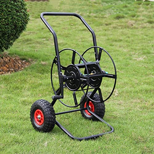 JTYMZYY hosepipes for Garden on Reel Large Garden Hose Reel Cart, Heavy Duty Steel Hose Reel, 2-Wheel Design, Outside Water Pipe Rack for Planting Agricultural Irrigation Water Pipe Rack Winding Tool