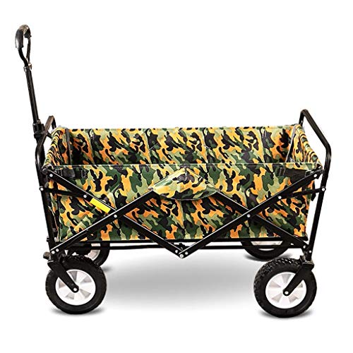 Household Folding Garden Trolley Cart Heavy Duty Wagon Multi-Function Sping Cart for Outdoor Camping Fishing Pull Truck with 4 Wheels Static Load: 150kg (B)